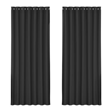 Artiss 2X Blockout Curtains Eyelet 240x230cm Black